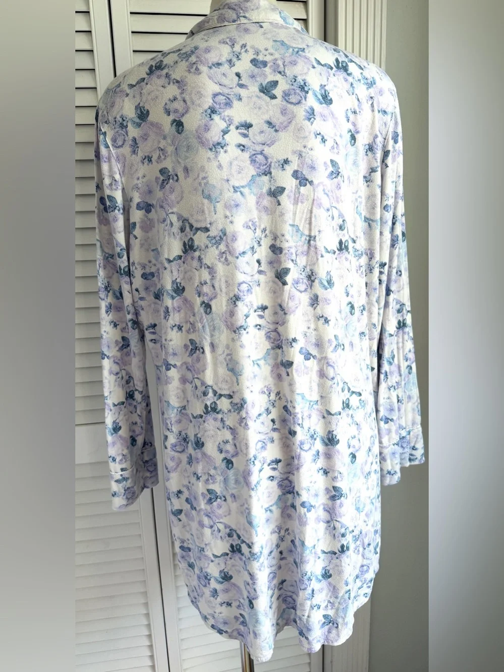 S🪻 Victoria’s Secret VS Modal Blue Lavender Purple Floral Button Up Sleepshirt